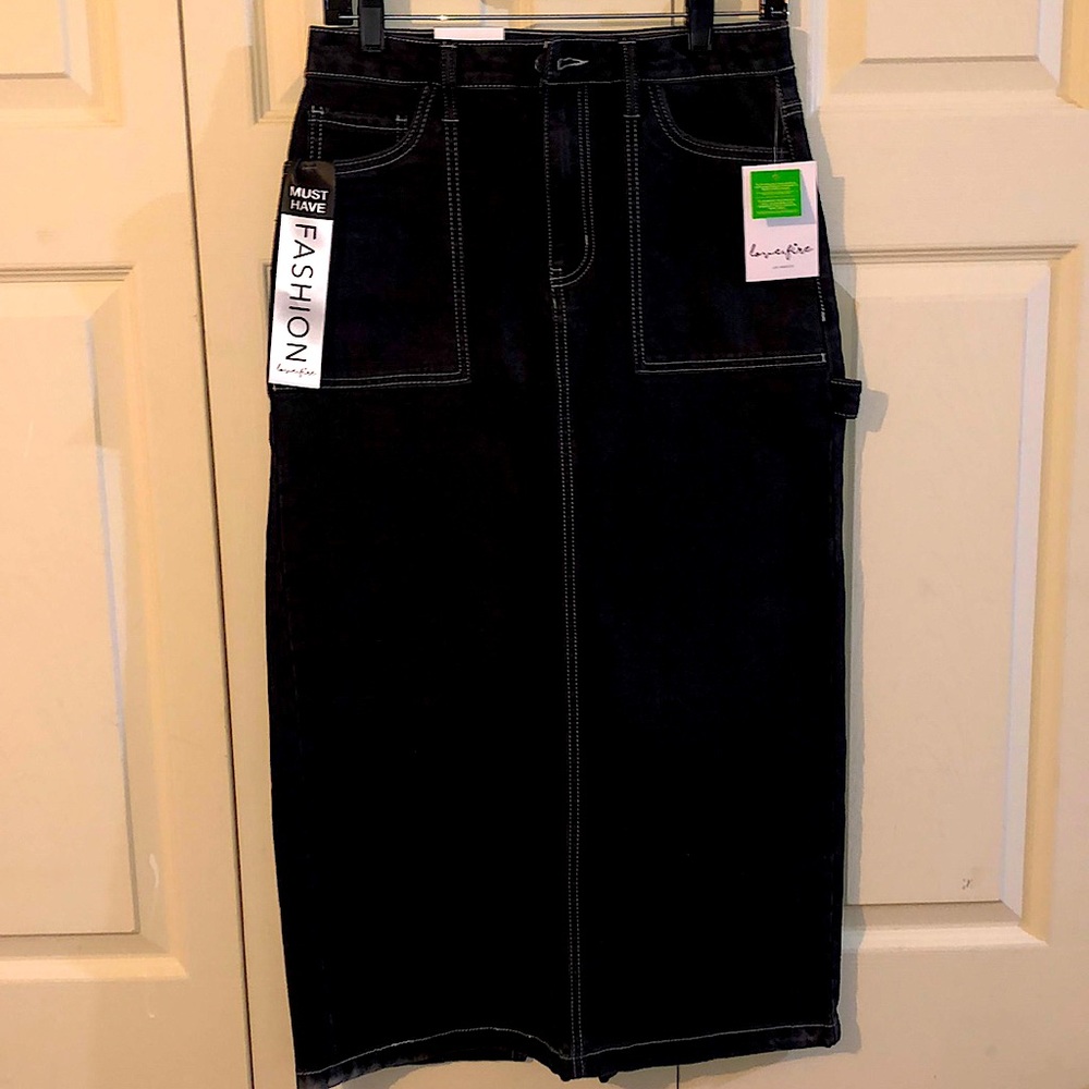Love, Fire Black Denim 5 pocket Skirt (Junior)